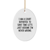 Funny Court Reporter Oval Ornament - Gifts for Court Reporters from Friends, Christmas Unique Gifts - Image 1